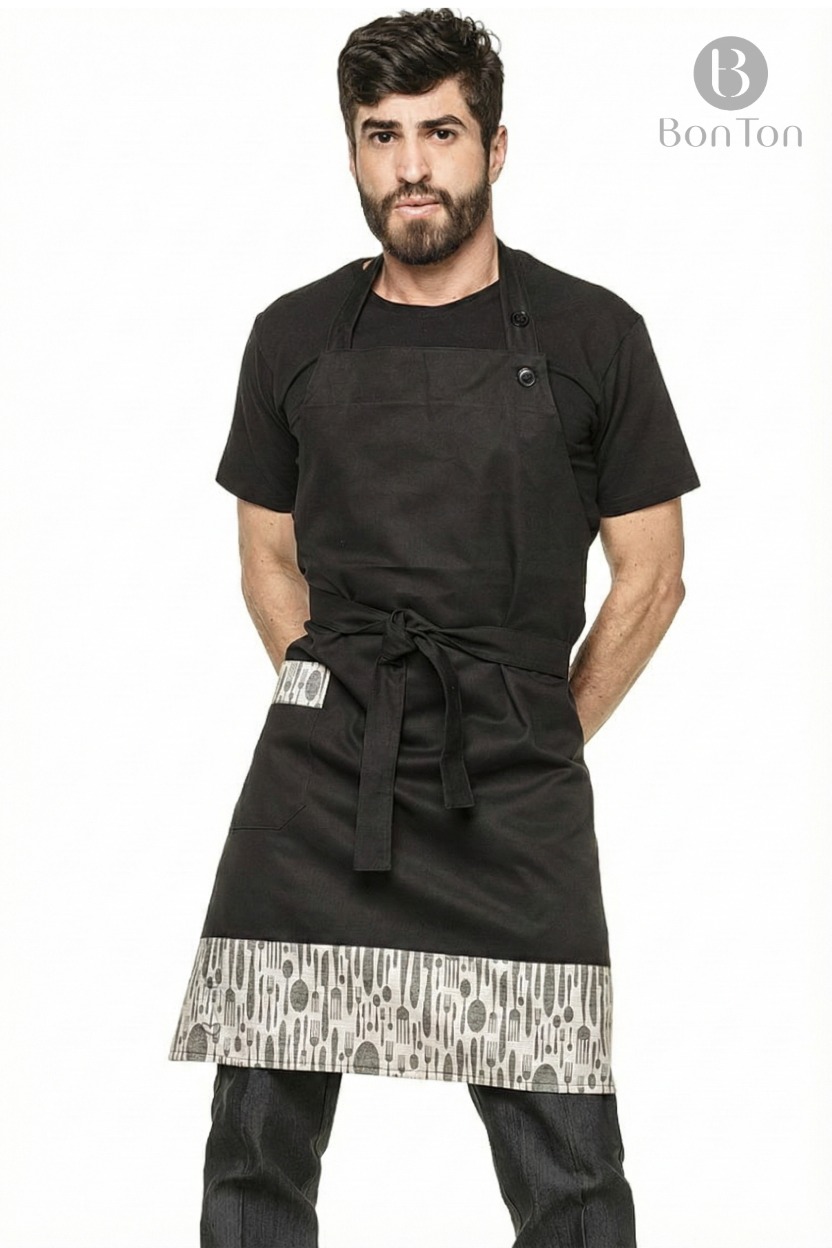 Avental Corpo Inteiro com Barrado - Modelo Cheff