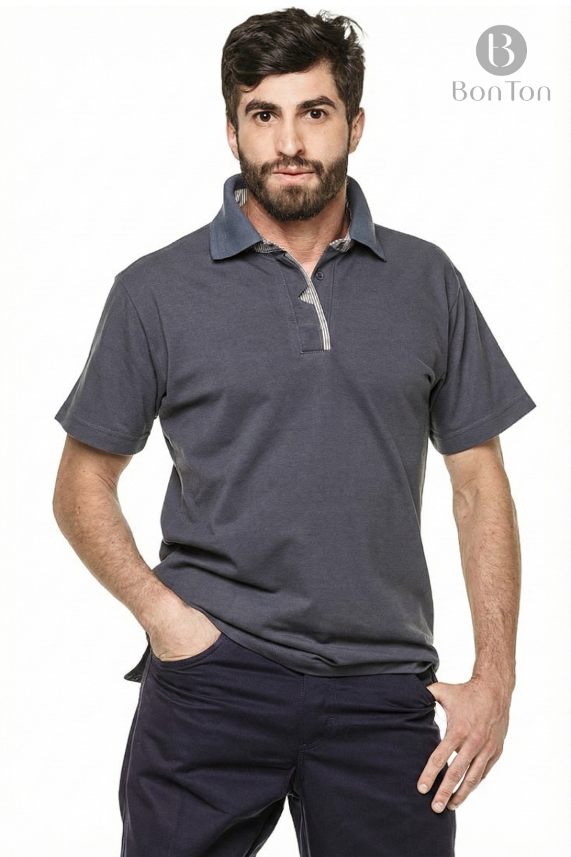 Camiseta Polo com Pé de Gola em Tecido
