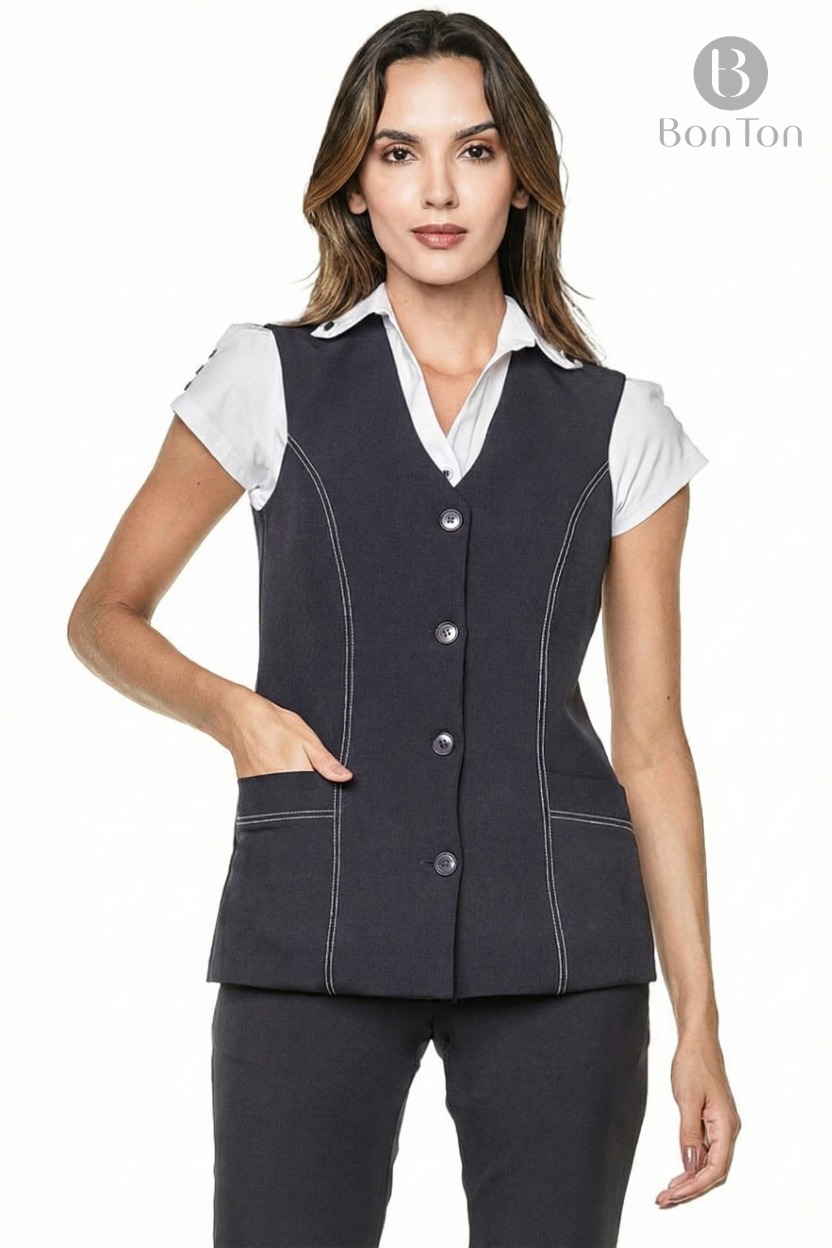 Maxi Colete Sem Gola - Padrão Alfaiataria